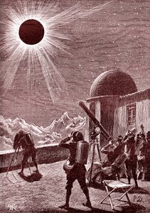 المستكشفون في الصحراء الأفريقية ينظرون إلى الكسوف. 1888 (نقش) بواسطة جورج رو