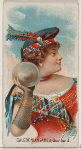 ألعاب كالدونيان ، اسكتلندا ، من سلسلة Holidays N80 لسجائر ماركة Duke ، 1890. ، 1890. بواسطة جورج س.هاريس وأولاده