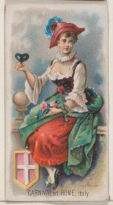 كرنفال في روما ، إيطاليا ، من سلسلة Holidays N80 لسجائر ماركة Duke ، 1890. ، 1890. بواسطة جورج س.هاريس وأولاده