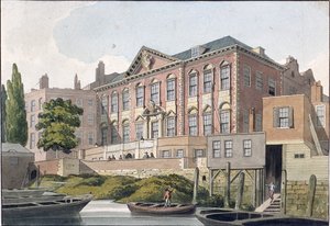 قاعة Fishmongers 'Hall from the River Thames ، لندن ، c1810 بواسطة جورج شيبرد