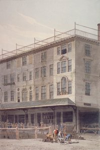 منظر لسوق Billingsgate مع الناس والأسماك على رصيف الميناء ، مدينة لندن ، 1810 بواسطة جورج شيبرد