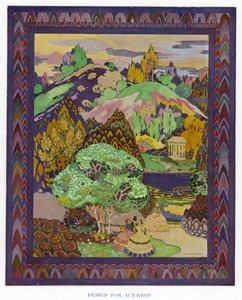 The Duenna by Sheridan: Design for Act-Drop (colour litho) بواسطة جورج شيرينغهام