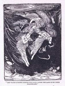 حملته حوريات الماء عبر البحيرة إلى زميلهم في اللعب ، من The Heroes الذي نشره جورج ألين وأونوين 1929 (ليثو) بواسطة جورج صوبر