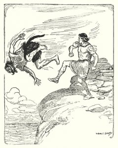 Theseus: "He kicked him over the cliff into the sea" (litho) بواسطة جورج صوبر