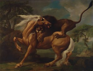 أسد يهاجم حصان 1762. بواسطة جورج ستابس