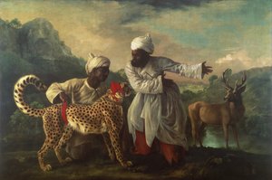 الفهد والأيل مع اثنين من الهنود ، حوالي عام 1765 (زيت على قماش) بواسطة جورج ستابس