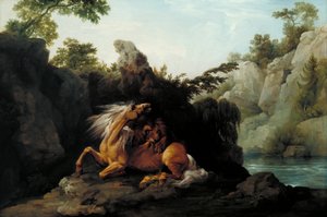 حصان افترسه أسد بواسطة جورج ستابس