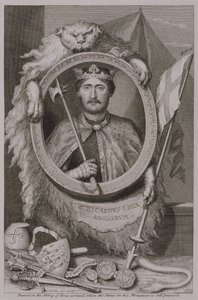 ريتشارد الأول 'Coeur de Lion' (1157-99) ملك إنجلترا من عام 1189 ، من دميته على نصبه التذكاري في Fontevrault ، نقشها الفنان (نقش) بواسطة جورج فيرتو