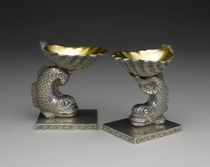 زوج من أطباق الملح ، ج. 1843-1850 (مذهّب بالفضة والفضة) بواسطة جورج دبليو ستيوارت
