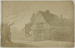 ورشة حداد في غيلدفورد (الوجه) ؛ رسم تخطيطي لجذعي شجرة (الوجه) بواسطة George Wallwyn Shepheard