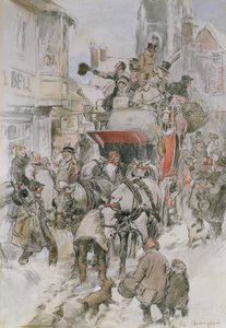 Stagecoach عيد الميلاد (قلم رصاص ، مرحاض ولون جسم) بواسطة جورج رايت