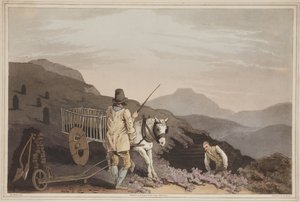 عربة الخث ، من زي يوركشاير ، نقشها روبرت هافيل ، 1814 (ألوان مائية يدوية) بواسطة جورج بعد ووكر