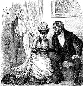 رسم كاريكاتوري يعلق على شعبية قراءة الكف بين الأثرياء. يتضح من جورج دو مورييه (1834-1896) رسام كاريكاتير ومؤلف فرنسي بريطاني
