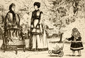 رسم كاريكاتوري بعنوان "ميراث أم تصوري؟". رسمه جورج دو مورييه (1834-1896) رسام كاريكاتير ومؤلف فرنسي بريطاني بواسطة جورج دو مورير