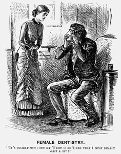 "طب الأسنان الأنثوي" ، 1879 بواسطة جورج دو مورير