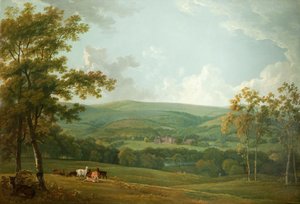 منظر بعيد لقاعة تاونلي ، c.1777 بواسطة جورج الأكبر باريت