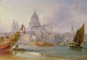 منظر للقديس بولس من نهر التايمز ، حوالي 1830-40 (زيت على قماش) بواسطة غرف جورج الأكبر