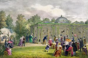 بيت القرود في حدائق الحيوان ، ريجنت بارك ، محفور وحانة. للفنان ، طبعها تشارلز هولمانديل (1789-1850) ، 1835