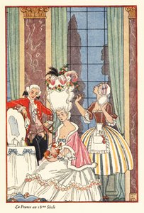 امرأة نبيلة في مرحاضها في القرن الثامن عشر بفرنسا. 1928 (طباعة) بواسطة جورج حلاق