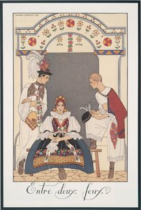 Falbalas and Fanfreluches ، التقويم لعام 1923 ، بين نيران ، بقلم جورج باربييه ، طباعة بواسطة جورج حلاق