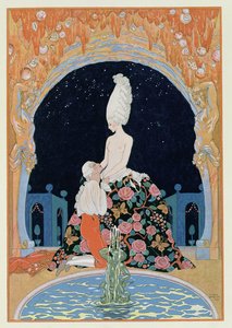 في الكهف ، رسم توضيحي لـ "Fetes Galantes" بقلم بول فيرلين (1844-96) 1928 (طباعة pochoir) بواسطة جورج حلاق