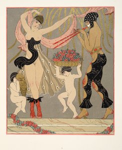 رقصة الزهور ، رسم توضيحي من Les Chansons de Bilitis ، بقلم بيير لويز ، حانة. 1922 (طباعة استنسل) بواسطة جورج حلاق