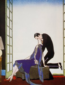 النار ، الطباعة الحجرية لجورج باربييه (1882-1932) ، من Falbalas et Fanfreluches ، Almanach des Modes Presentes ، Passees et Futures بواسطة جورج حلاق