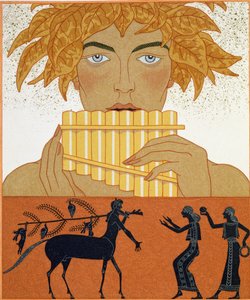بان بايبر، رسم توضيحي من كتاب "Les Mythes" بقلم بول فاليري (1871-1945) نُشر عام 1923 (طباعة pochoir) بواسطة جورج حلاق