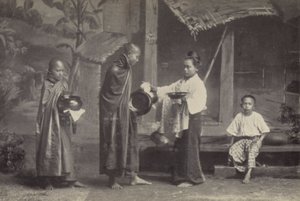 بورما: The Pongyi مع وعاء التسول (صورة أبيض وأسود) بواسطة جورج بيرتين سكوت