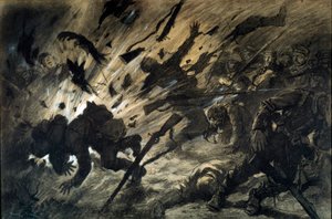تأثير قذيفة في الليل ، أبريل 1915 رسم لجورج سكوت ديت سكوت دي بلاجنوليس (1874-1942) 1915 - حبر على ورق ، تحوطات الغواش - الشمس: 0،67x1،010 م - باريس ، متحف أرمي بواسطة جورج بيرتين سكوت