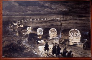 الحرب العالمية الأولى (1914-1918): لوحة مائية "طريق فردان المقدس" لجورج بيرتين سكوت (1873-1942) من سكوت دي بلاجنوليس. مارس 1916. الأحد 0.7x1.1 م باريس متحف أرمي بواسطة جورج بيرتين سكوت