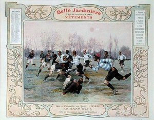 لعبة الركبي ، رسم توضيحي لشهر فبراير من تقويم لمتجر الملابس "La Belle Jardiniere" بواسطة جورج بيرتين سكوت