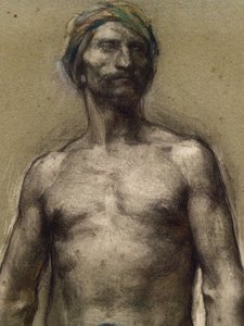 دراسة لرجل عاري على العمامة (تفصيل) (حوالي 1888). جورج ديسفالييه (1861-1950). باستيل على شرائح من الورق المقوى على ورق من الورق المقوى. Musee des Beaux-Arts de la Ville de Paris ، PeuPalais.