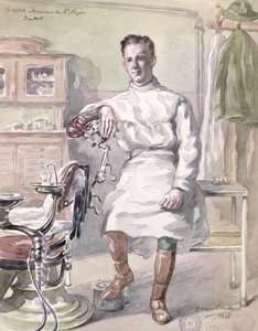 طبيب أسنان عسكري في المستشفى الأمريكي في سانت نازير ، 1918 (مرحاض على ورق) بواسطة جورج إيفيلارد