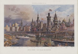 أجنحة دول أجنبية على ضفاف نهر السين في معرض يونيفرسال 1900 ، باريس