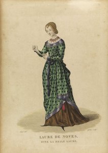 Laure de Sade - Laura de Noves (1310-1348) - Gatine ، Georges Jacques (1773-1831) - أواخر القرن الثامن عشر. - حفر ، ألوان مائية - مجموعة خاصة بواسطة جورج جاك جاتين
