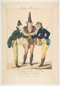 Le Goût du Jour ، رقم 21: Les Modernes Incroyables ، من Caricatures Parisiennes ، كاليفورنيا. 1815. بواسطة جورج جاك جاتين
