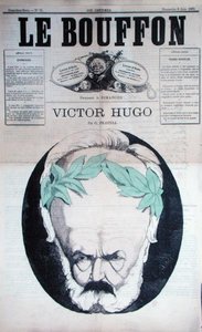 رسم كاريكاتوري لفيكتور هوغو (1802-1885) من الغلاف الأمامي لـ "Le Bouffon" ، يونيو 1867 (ليثو)