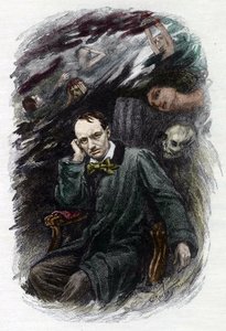 صورة للشاعر الفرنسي تشارلز بودلير (1827-1861) تحيط بأشباحه (تمثيل للشاعر الرومانسي الفرنسي تشارلز بودلير محاطًا بالأشباح ، رسم توضيحي لـ "" زهور الشر ") رسم لجورج أنطوان روشغروس (1859-1919) بواسطة جورج ماري روشجروس
