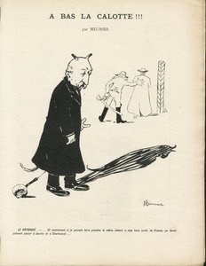 رسم توضيحي لجورج مونييه (1869-1934) في Le Panache ، مجلة royalist illustree ، 20/01/04 - الملكية ، الإيمان الديني - Combes Emile، Devil - Animalisation بواسطة جورج منيير