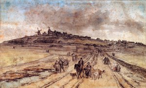 View from Montmartre to Paris Watercolour by Georges Michel (1763-1843) 19th century Paris, Louvre Museum بواسطة جورج ميشيل