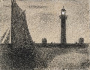 المنارة في هونفلور ، 1886 (تلوين كونت مع ارتفاع الغواش على ورق مسدود) بواسطة جورج سورات