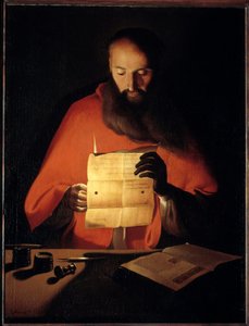 قراءة القديس جيروم. لوحة لجورج دو لا تور (1593-1652) بواسطة جورج دي لا تور
