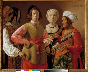 لوحة العراف لجورج دو لا تور (1593-1652) حوالي 1630 ، صن. 1،01x1،23 م نيويورك. متحف متروبوليتان بواسطة جورج دي لا تور