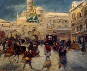ساحة إليينسكايا وبوابة إليينسكي في موسكو بواسطة جورجي الكسندروفيتش لابشين
