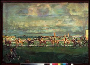 سباق الخيل (سباق الخيل) - لوحة لجورجي بوجدانوفيتش ياكولوف (1884-1928) ، زيت على خشب