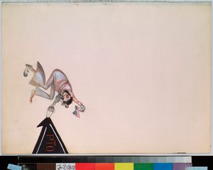 ديكور تحضيري لأوبريت "جيروفلي جيروفلا" (جيروفلي-جيروفلا) لتشارلز ليكوك (1832-1918) (تصميم مسرحي لأوبريت جيروفلي جيروفليا لتشارلز ليكوك) - عمل جورجي بوغدانوفيتش ياكولوف (1884-1928) ، غواش على ورق