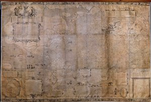 خريطة جغرافية للعالم. خريطة للمدرسة الهولندية من إسقاط جيرارد مركاتور (1512-1594) بواسطة جيرارد (بعد) مركاتور