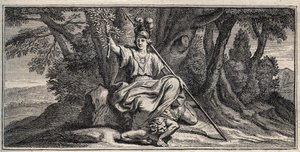 Minerva Slaming Discord - Minerva Terrassant la discorde - نقش بواسطة Gerard Edelinck بعد Daniel Halle (1614-1675) بواسطة جيرارد إديلنك