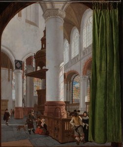 داخل الكنيسة القديمة في دلفت الجزء الداخلي من Oude Kerk في Delft ، مع ستارة Trompe-l